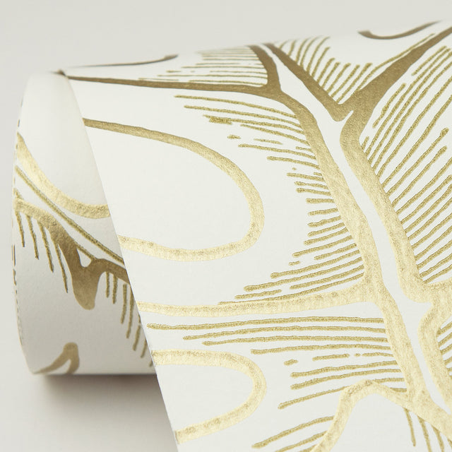 Balboa Gold Botanical Wallpaper with Metallic Leaf Outline - A-Street Prints 2964-87341