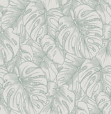 Balboa Olive Botanical Wallpaper with Flocked Leaf Pattern - A?Street Prints 2964-87343