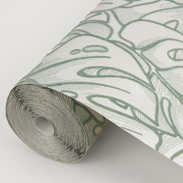 Balboa Olive Botanical Wallpaper with Flocked Leaf Pattern - A?Street Prints 2964-87343