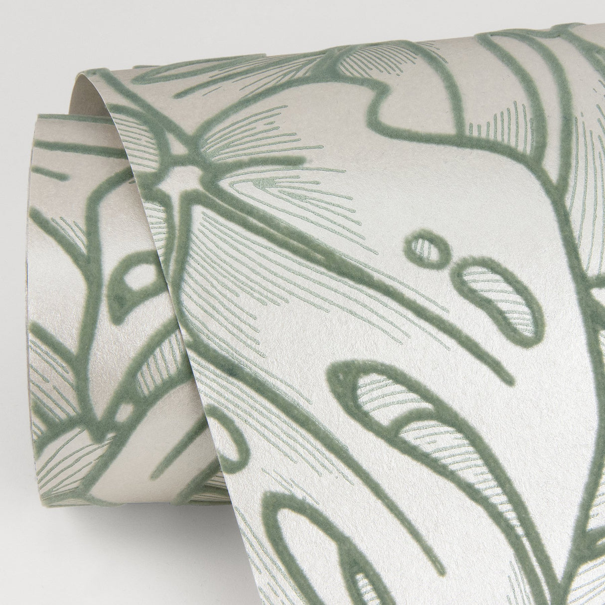 Balboa Olive Botanical Wallpaper with Flocked Leaf Pattern - A?Street Prints 2964-87343