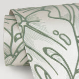 Balboa Olive Botanical Wallpaper with Flocked Leaf Pattern - A?Street Prints 2964-87343