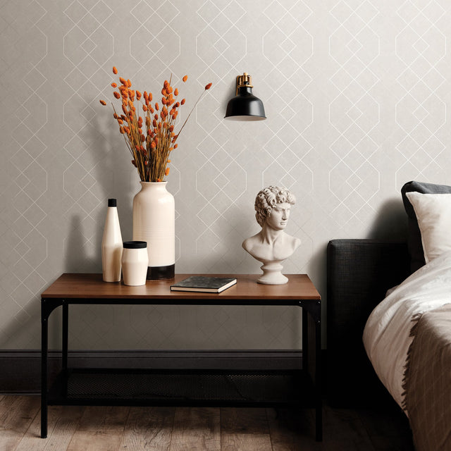 Ballard Silver Geometric Wallpaper with Beaded Glam Abstract Pattern - A-Street Prints 2964-87346