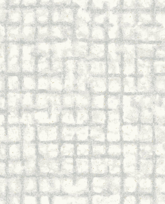 Shea Light Grey Distressed Geometric Wallpaper with Metallic Modern Graphics Pattern - A-Street Prints 2964-87348