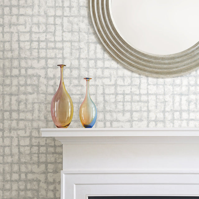 Shea Light Grey Distressed Geometric Wallpaper with Metallic Modern Graphics Pattern - A-Street Prints 2964-87348