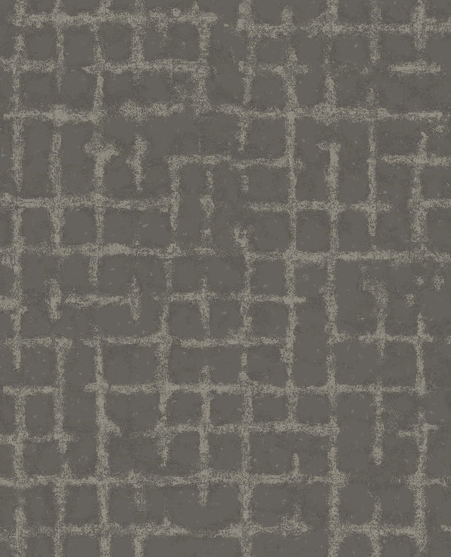 Shea Charcoal Distressed Geometric Wallpaper with Metallic Modern Graphics - Brewster 2964-87349