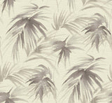 Darlana Pewter Grasscloth Wallpaper with Botanical Palm Motif - Brewster 2964-87411