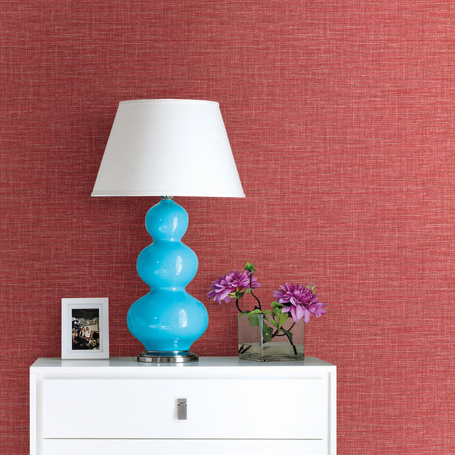 Exhale Coral Woven Texture Wallpaper with Raised Ink Fabric Texture - A-Street Prints 2969-24117