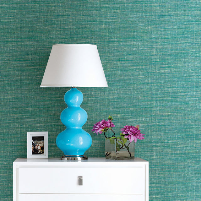 Exhale Turquoise Woven Texture Wallpaper with Raised Ink - A-Street Prints 2969-24118