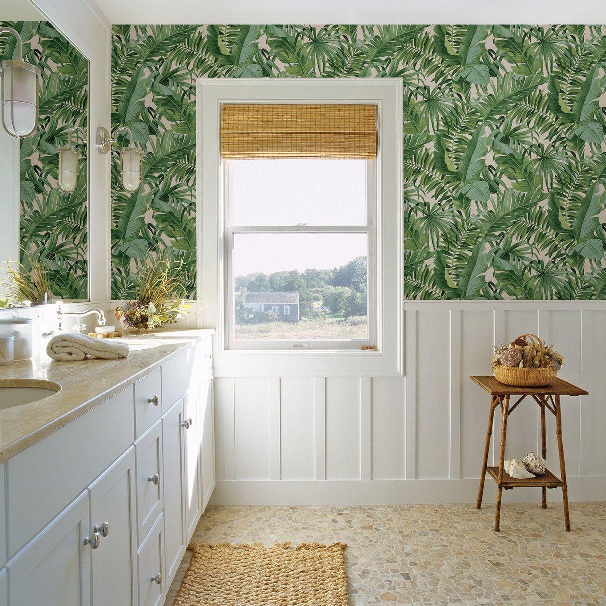 Alfresco Green Tropical Palm Wallpaper with Botanical Leaf Motif - Brewster 2969-24136
