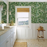 Alfresco Green Tropical Palm Wallpaper with Botanical Leaf Motif - Brewster 2969-24136