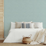 Agave Aqua Imitation Grasscloth Wallpaper with Modern Faux Grasscloth Pattern - A-Street Prints 2969-24282