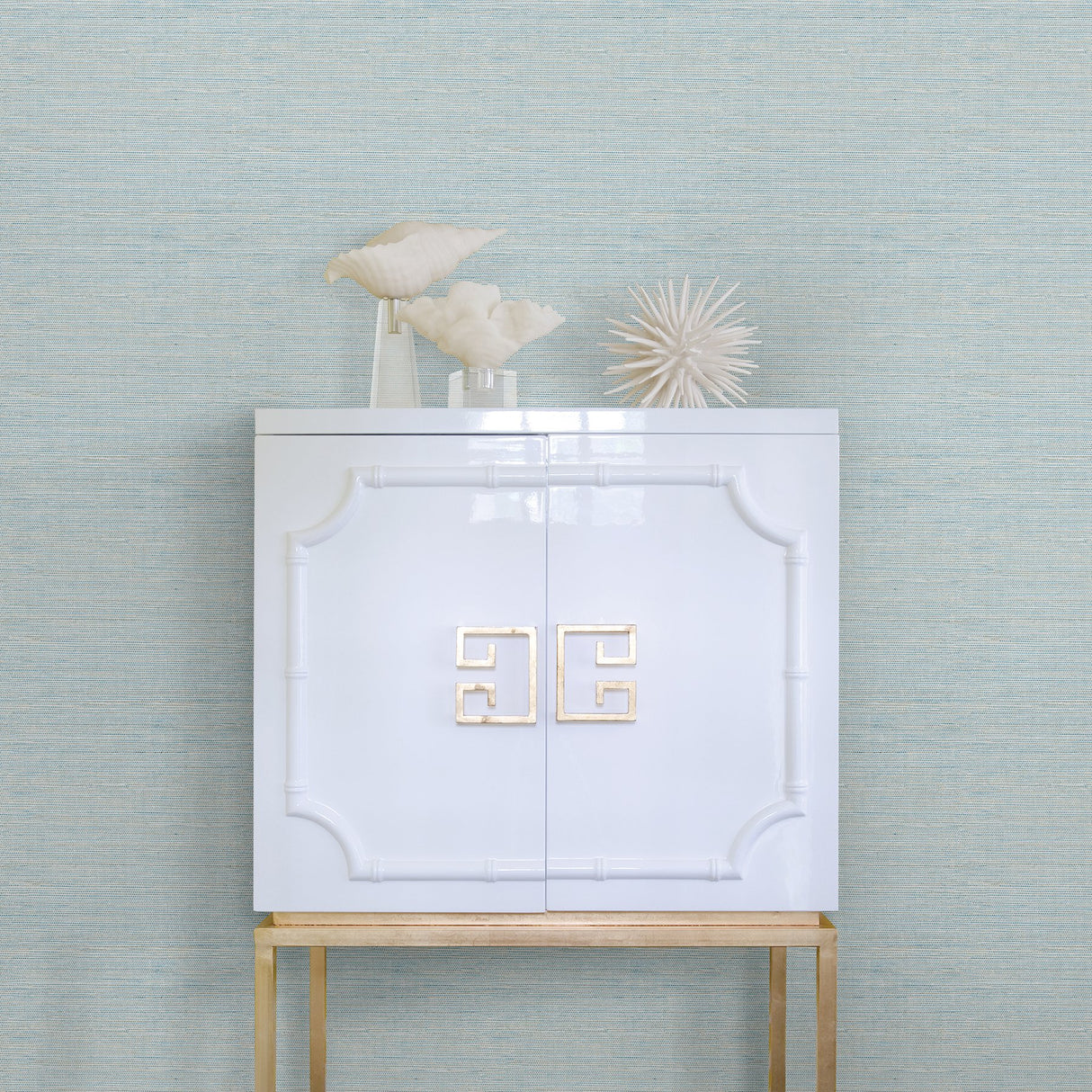 Agave Blue Imitation Grasscloth Wallpaper with Faux Grasscloth Texture, Modern Graphics Pattern - Brewster 2969-24283