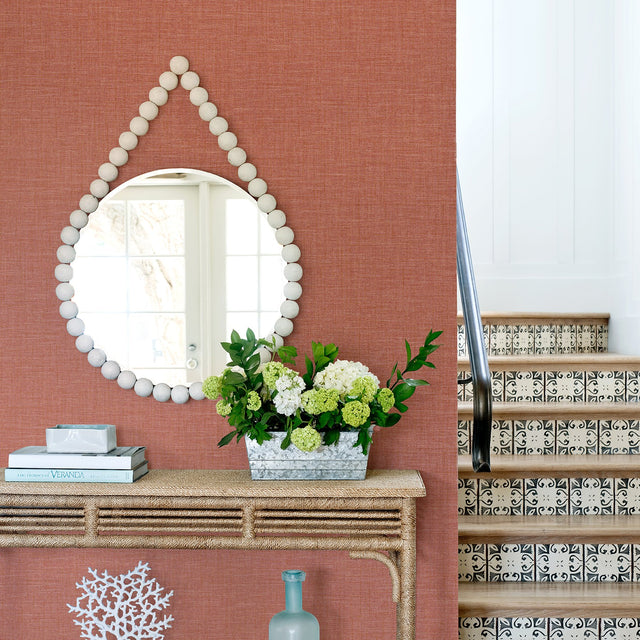 Jocelyn Red Faux Fabric Wallpaper with Raised Ink Texture - A?Street Prints 2969-25872