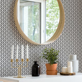 Lisbeth Black Geometric Lattice Wallpaper with Coastal Geometric Pattern - Brewster 2969-26004