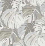 Samara Stone Monstera Leaf Wallpaper with Tropical Botanical Leaves - A-Street Prints 2969-26008