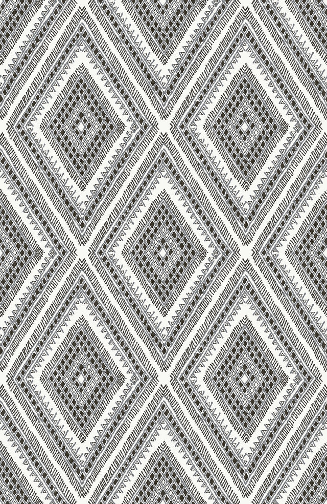 Zaya Black Tribal Diamonds Wallpaper with Raised Ink Geometric Motif - A-Street Prints 2969-26012
