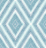 Zaya Blue Tribal Diamonds Wallpaper with Raised Ink Geometric Bohemian Pattern - A-Street Prints 2969-26013