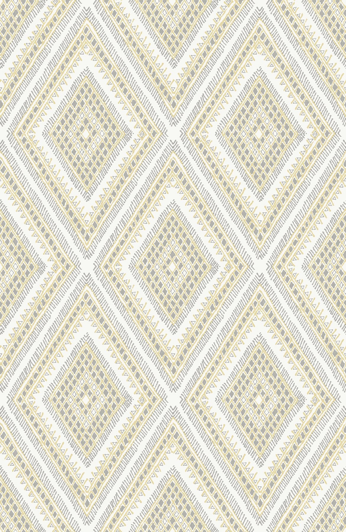 Zaya Light Yellow Tribal Diamonds Wallpaper with Raised Ink Geometric Pattern - A-Street Prints 2969-26014