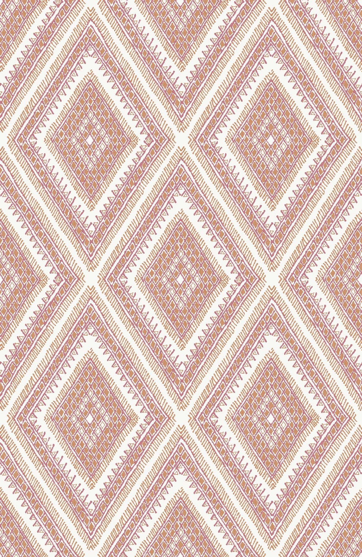 Zaya Orange Tribal Diamonds Wallpaper with Raised Ink Bohemian Geometric Pattern - A-Street Prints 2969-26015