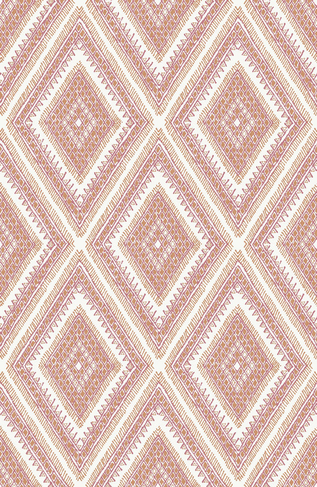 Zaya Orange Tribal Diamonds Wallpaper with Raised Ink Bohemian Geometric Pattern - A-Street Prints 2969-26015