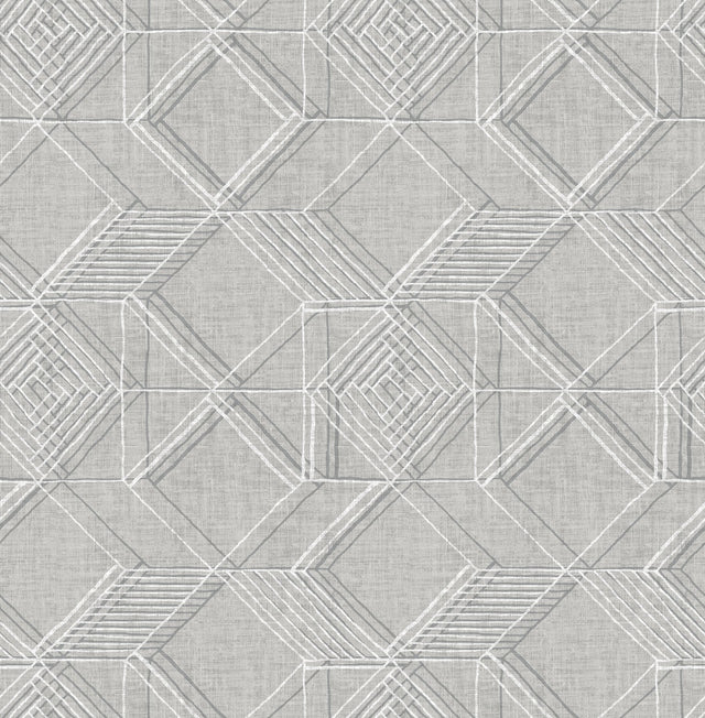 Moki Grey Lattice Geometric Wallpaper with Raised Ink on Non Woven - A-Street Prints 2969-26018