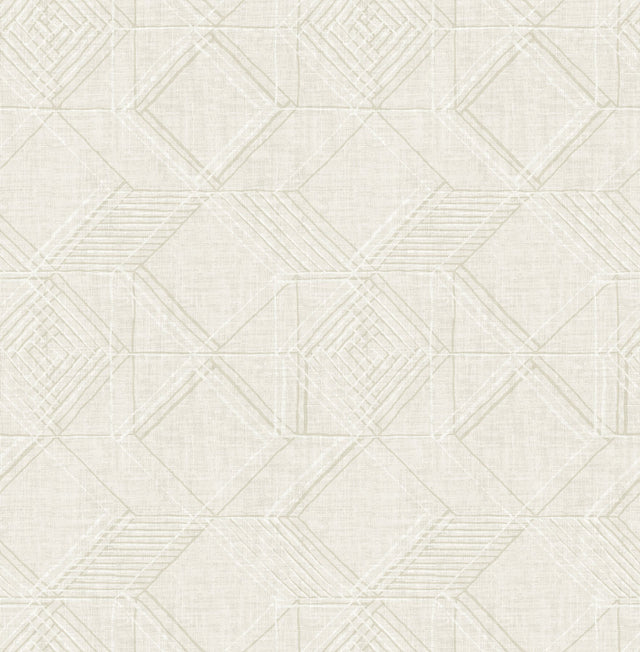 Moki Off White Lattice Geometric Wallpaper with Raised Ink Modern Global Pattern - A-Street Prints 2969-26019