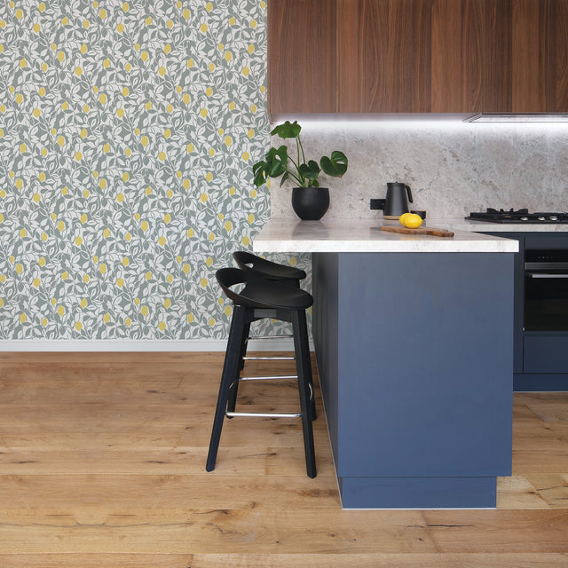 Loretto Grey Citrus Wallpaper with Eclectic Botanical Fruit Pattern - A-Street Prints 2969-26025