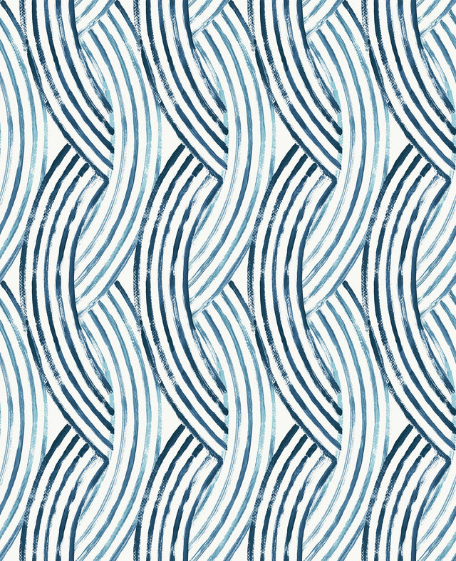 Zamora Blue Brushstrokes Wallpaper with Abstract Bohemian Motif - A-Street Prints 2969-26027