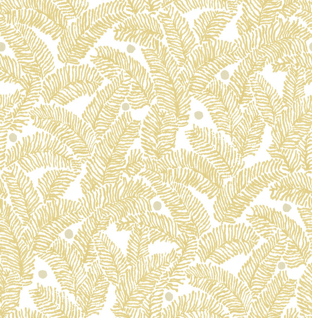 Athina Yellow Fern Wallpaper with Botanical Leaf Motif - A-Street Prints 2969-26032