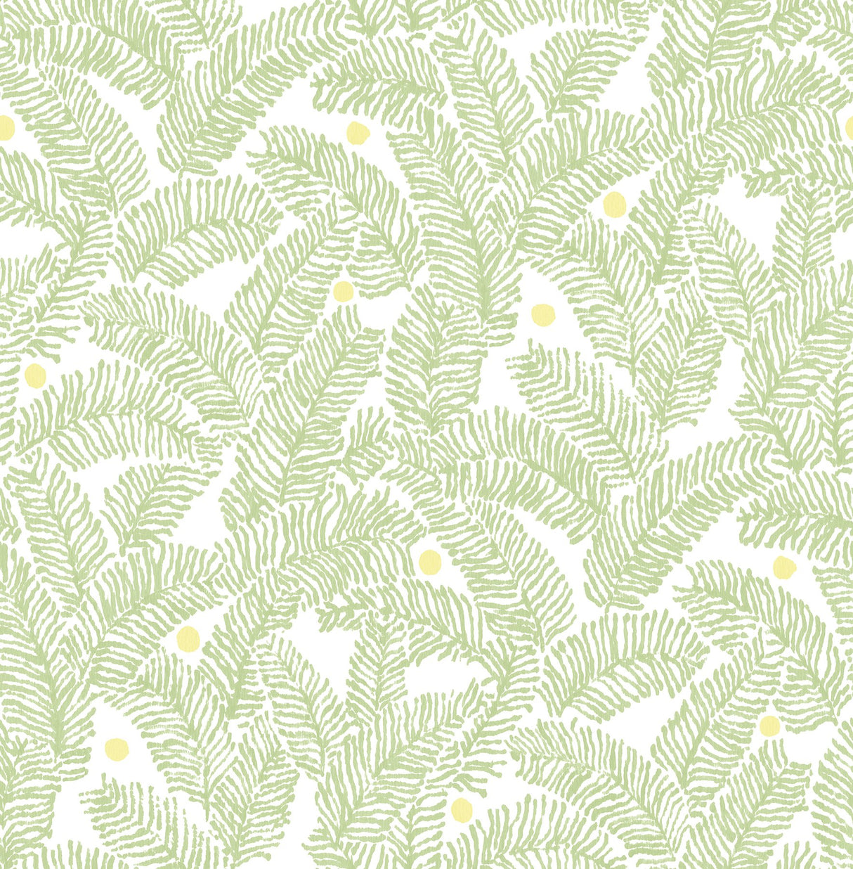 Athina Sage Fern Wallpaper with Botanical Leaves Motif, Bohemian Style - Brewster 2969-26033