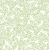 Athina Sage Fern Wallpaper with Botanical Leaves Motif, Bohemian Style - Brewster 2969-26033