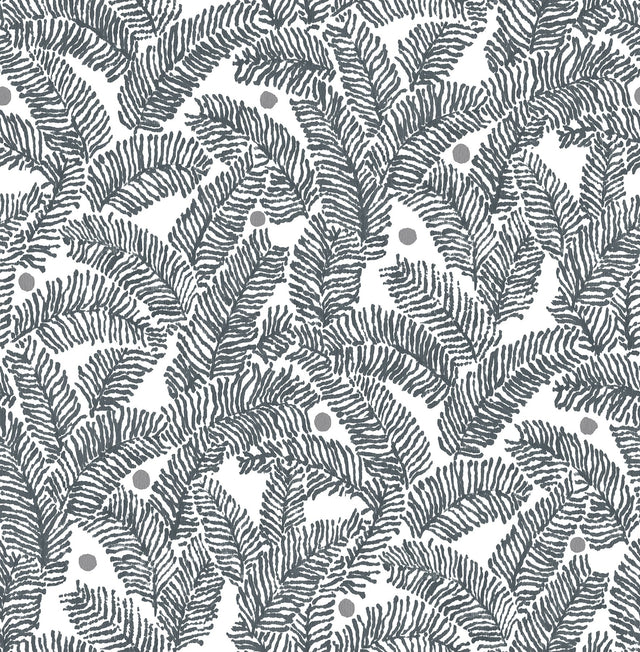 Athina Grey Fern Wallpaper with Botanical Leaves Motif - A-Street Prints 2969-26035