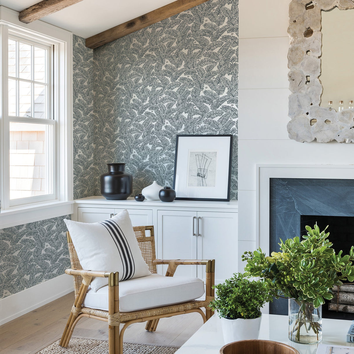 Athina Grey Fern Wallpaper with Botanical Leaves Motif - A-Street Prints 2969-26035