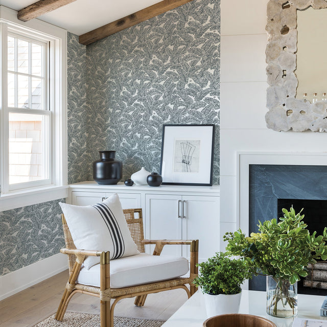 Athina Grey Fern Wallpaper with Botanical Leaves Motif - A-Street Prints 2969-26035