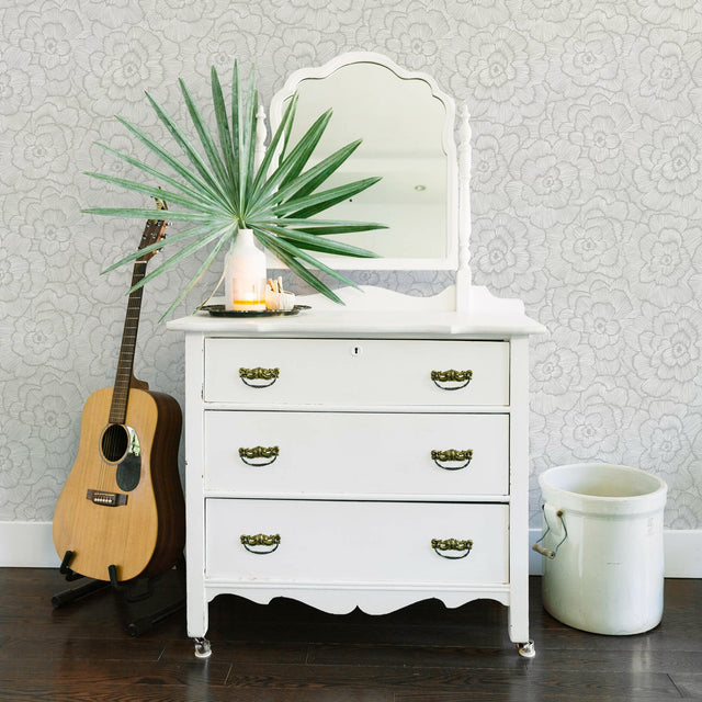 Periwinkle Light Grey Textured Floral Wallpaper with Raised Ink Botanical Flowers - A-Street Prints 2969-26036