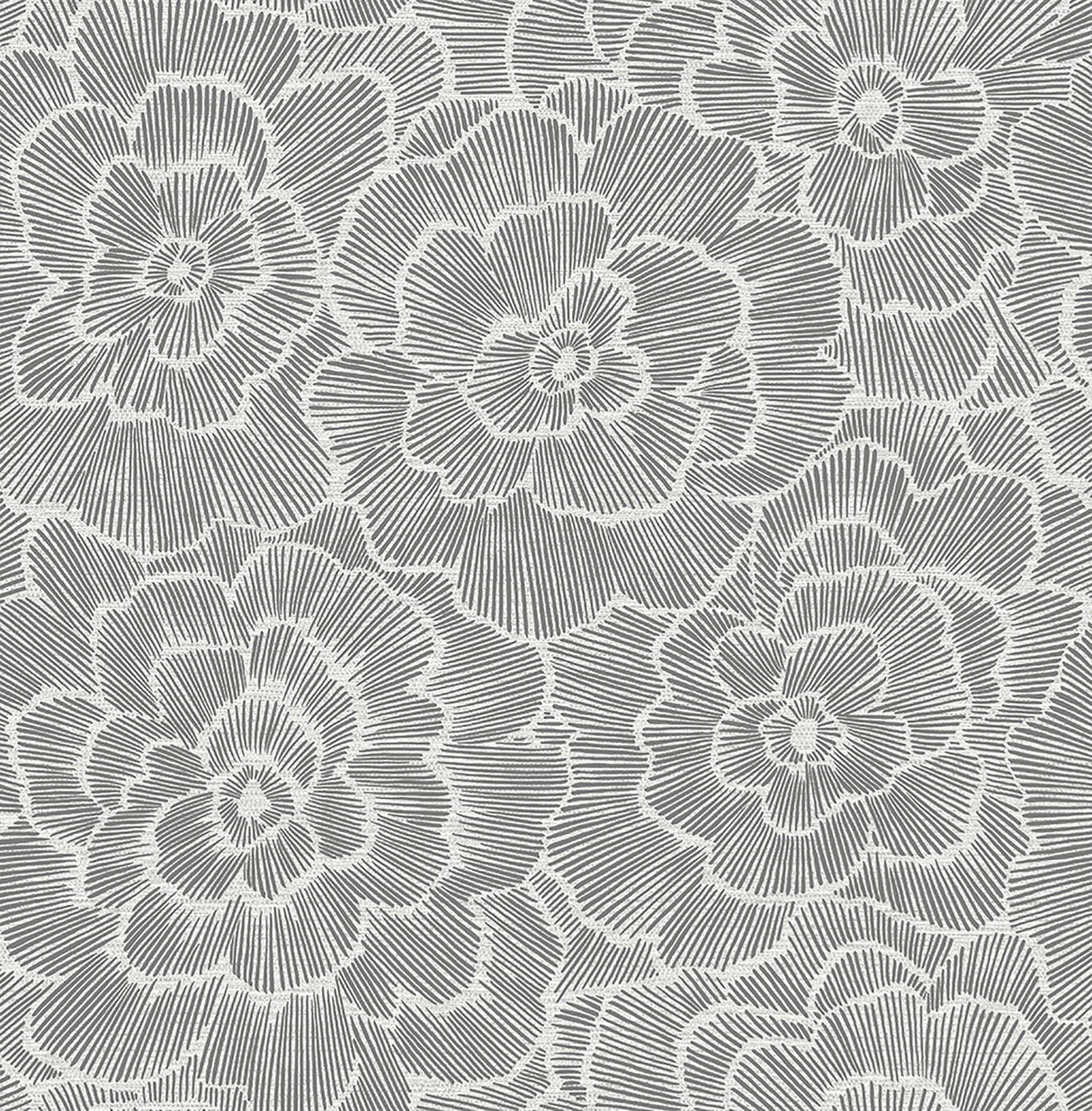 Periwinkle Grey Textured Floral Wallpaper with Raised Ink Botanical Motif, Bohemian Style - A-Street Prints 2969-26038