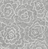 Periwinkle Grey Textured Floral Wallpaper with Raised Ink Botanical Motif, Bohemian Style - A-Street Prints 2969-26038