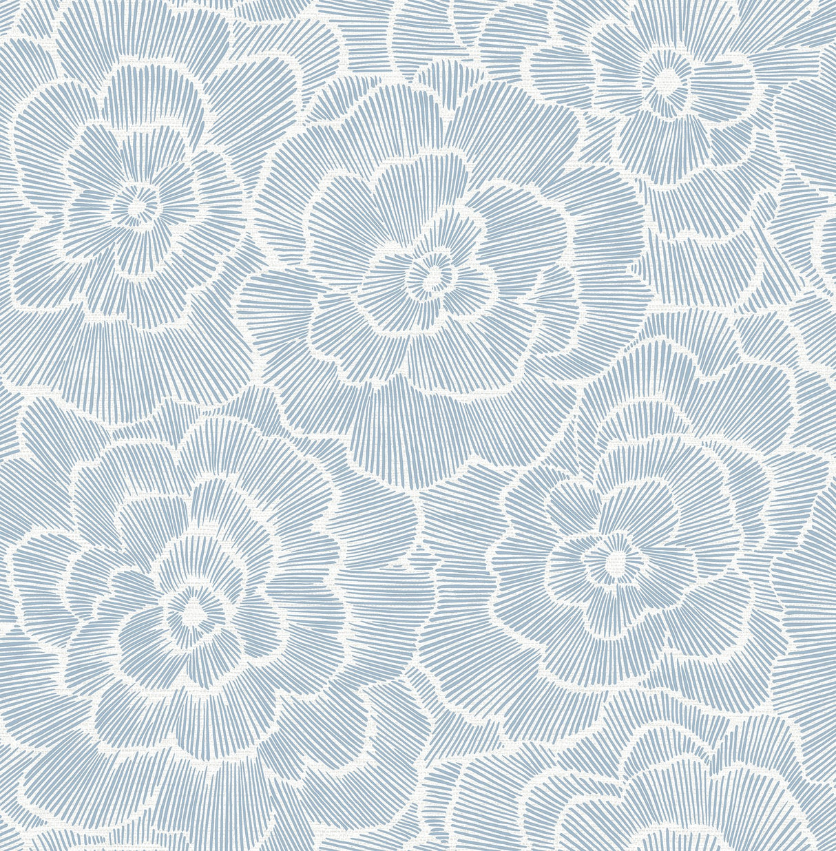 Periwinkle Blue Textured Floral Wallpaper with Raised Ink Botanical Motif, Bohemian Style - A-Street Prints 2969-26039