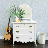 Periwinkle Blue Textured Floral Wallpaper with Raised Ink Botanical Motif, Bohemian Style - A-Street Prints 2969-26039