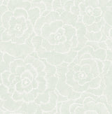 Periwinkle Green Textured Floral Wallpaper with Raised Ink Botanical Motif, Bohemian Style - A-Street Prints 2969-26040