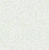 A-Street Prints Periwinkle Green Textured Floral Wallpaper FD26040 close-up showing minty green raised ink flower pattern on a subtle grasscloth backdrop
