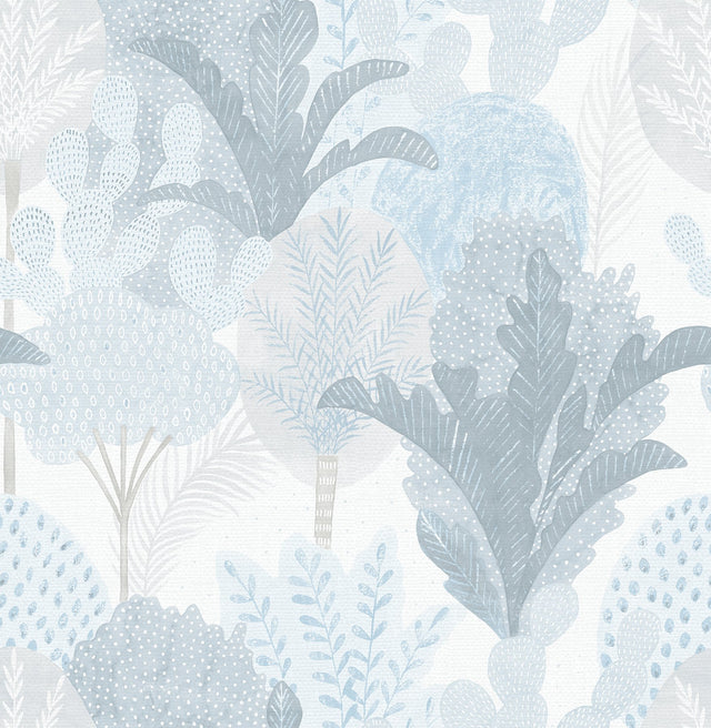 Ari Blue Desert Oasis Wallpaper with Eclectic Botanical Pattern - A-Street Prints 2969-26048