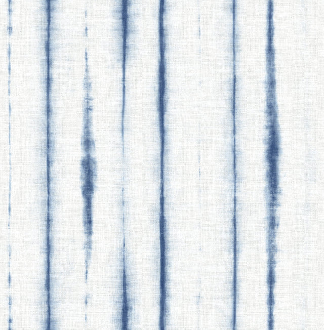 Orleans Blue Shibori Faux Linen Wallpaper with Bohemian Abstract Fabric & Woven Texture - A-Street Prints 2969-26049