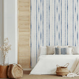 Orleans Blue Shibori Faux Linen Wallpaper with Bohemian Abstract Fabric & Woven Texture - A-Street Prints 2969-26049