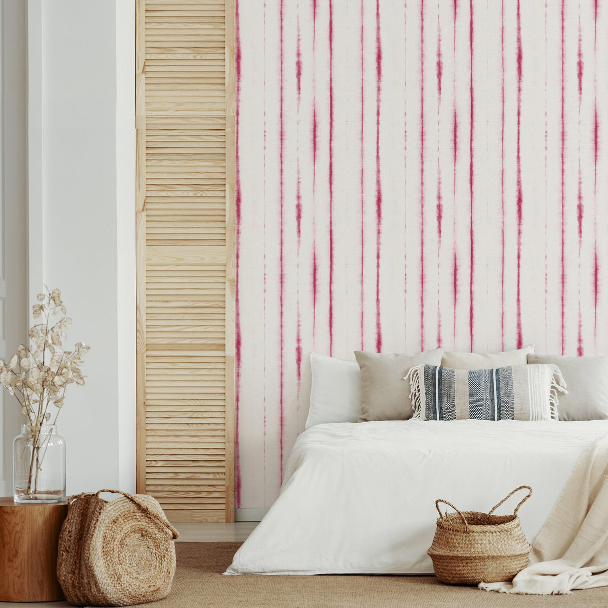 Orleans Pink Shibori Faux Linen Wallpaper with Abstract Fabric Texture - A-Street Prints 2969-26050