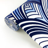 Cabarita Indigo Art Deco Flocked Leaves Wallpaper with Glam Abstract Geometric Pattern - A-Street Prints 2969-87351