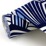 Cabarita Indigo Art Deco Flocked Leaves Wallpaper with Glam Abstract Geometric Pattern - A-Street Prints 2969-87351