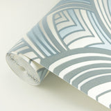Cabarita Grey Art Deco Flocked Leaves Wallpaper with Geometric Leaf Arches - A-Street Prints 2969-87353
