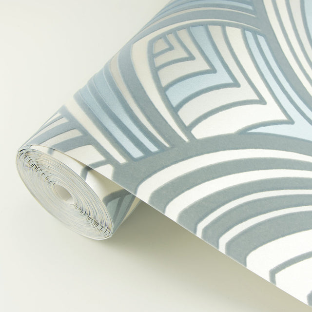 Cabarita Grey Art Deco Flocked Leaves Wallpaper with Geometric Leaf Arches - A-Street Prints 2969-87353