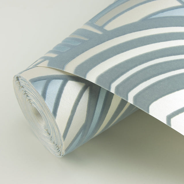 Cabarita Grey Art Deco Flocked Leaves Wallpaper with Geometric Leaf Arches - A-Street Prints 2969-87353